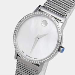 Movado Mother of Pearl Diamond Stainless Steel Museum 07.3.14.1463.S Women's Wristwatch 28 mm