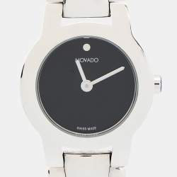 Movado Black Stainless Steel Impresa 0607720 Women's Wristwatch 24 mm