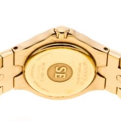 Pre Owned Movado White Mother of Pearl Yellow Gold Plated Steel Diamonds Sports Edition 88G41851S Women's Wristwatch 27 mm