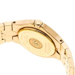 Pre Owned Movado White Mother of Pearl Yellow Gold Plated Steel Diamonds Sports Edition 88G41851S Women's Wristwatch 27 mm