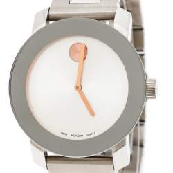 Pre Owned Movado Silver Stainless Steel Bold MB.01.3.14.6037 Men's Wristwatch 36 mm