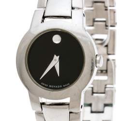 Pre Owned Movado Black Stainless Steel Amorosa 84 E4 1842 Women's Wristwatch 24 mm