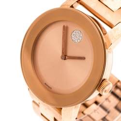Pre Owned Movado Rose Gold Plated Stainless Steel Bold MB.01.3.34.6039 Women's Wristwatch 36 mm