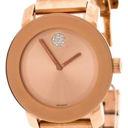 Pre Owned Movado Rose Gold Plated Stainless Steel Bold MB.01.3.34.6039 Women's Wristwatch 36 mm