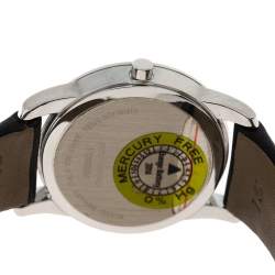Pre Owned Movado Black Stainless Steel Leather Museum 07.3.14.1143 Women's Wristwatch 28 mm