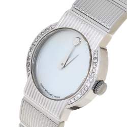 Pre Owned Movado Mother Of Pearl Stainless Steel Diamond Concerto 84.G4.1842 Women's Wristwatch 26 mm