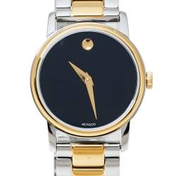 Pre Owned Movado Black Two Tone Stainless Steel 2100018 Classic Museum Quartz Women's Wristwatch 28MM