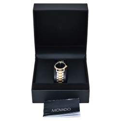 Pre Owned Movado Black Two Tone Stainless Steel 2100018 Classic Museum Quartz Women's Wristwatch 28MM