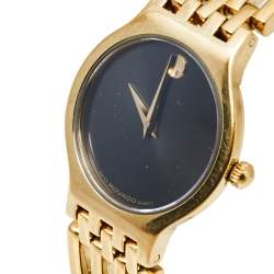 Pre Owned Movado Black Gold Plated Stainless Steel Esperanza Museum Women's Wristwatch 23 mm