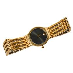 Pre Owned Movado Black Gold Plated Stainless Steel Esperanza Museum Women's Wristwatch 23 mm