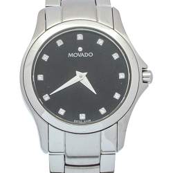 Pre Owned Movado Black Stainless Steel Museum 84 E4 1849 Women's Wristwatch 26mm
