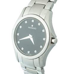 Pre Owned Movado Black Stainless Steel Museum 84 E4 1849 Women's Wristwatch 26mm