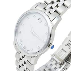 Pre Owned Movado Mother Of Pearl Stainless Steel Diamond Museum 07.3.14.1143 Women's Wristwatch 28 mm