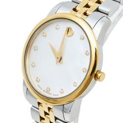 Pre Owned  Movado Mother Of Pearl Two-Tone Stainless Steel Diamonds Safiro 0606900 Women's Wristwatch 28 mm