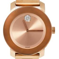 Pre Owned Movado Rose Gold Ionic Plated Stainless Steel Bold Quartz Women's Wristwatch 36 MM