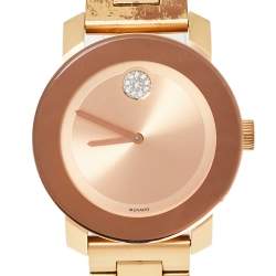 Pre Owned Movado Rose Gold Plated Stainless Steel Bold MB.01.3.34.6039 Women's Wristwatch 36 mm