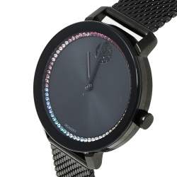 Pre Owned Movado Black Ion-Plated Stainless Steel and Mesh Bold Evolution MB.01.3.34.6588 Women's Wristwatch 34 mm