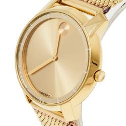 Pre Owned Movado Gold Plated Stainless Steel Bold Evolution MB.01.3.34.6123 Women's Wristwatch 35 mm