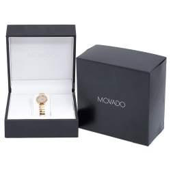 Pre Owned Movado Champagne MOP Gold Plated Stainless Steel Museum 11.8.36.1371 Women's Wristwatch 26 mm