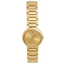 Pre Owned Movado Yellow Gold Plated Stainless Steel Diamond Concerto 23.3.21.1222 Women's Wristwatch 26 mm