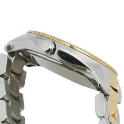 Pre Owned Movado Mother of Pearl Diamond Two Tone Stainless Steel Bellina 606979 Women's Wristwatch 36 mm