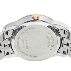 Pre Owned Movado Mother of Pearl Diamond Two Tone Stainless Steel Museum 607209 Women's Wristwatch 28 mm
