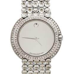 Pre Owned Movado Silver Stainless Steel Diamond Trembrili 84 G4 1830 Women's Wristwatch 32 MM
