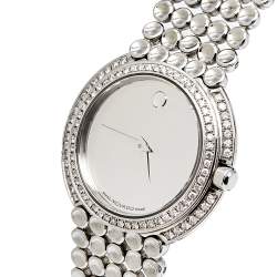 Pre Owned Movado Silver Stainless Steel Diamond Trembrili 84 G4 1830 Women's Wristwatch 32 MM