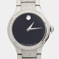 Pre Owned Movado Black Stainless Steel Diamond SE Sport 84 G2 1840 S Women's Wristwatch 32 mm