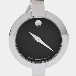 مملوكة مسبقًا Movado Black Stainless Steel Bela 0606595 Women's Wristwatch 25 mm