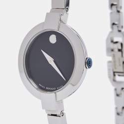 مملوكة مسبقًا Movado Black Stainless Steel Bela 0606595 Women's Wristwatch 25 mm