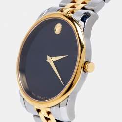 Pre Owned Movado Black Two Tone Stainless Steel Museum 07.1.20.1198 Men's Wristwatch 40 mm 