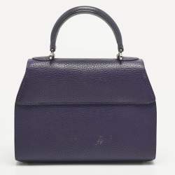 Pre Owned MOYNAT Purple Leather Mini Réjane Top Handle Bag