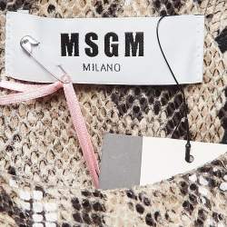 MSGM Brown Python Skin Pattern Faux Leather Midi Dress M
