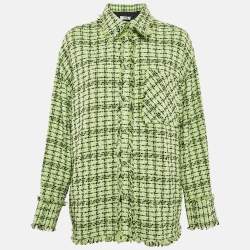 MSGM Green Tweed Fringed Jacket S