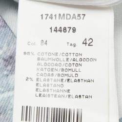 MSGM Blue Abstract Printed Cotton Canvas Zip Accent Detail Dress M 