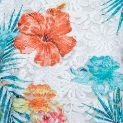 MSGM Multicolor Tropical Floral Embroidered Organza Shift Dress M