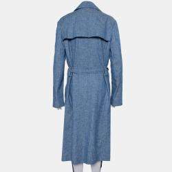 MSGM Blue Denim Tailored Belted Coat M