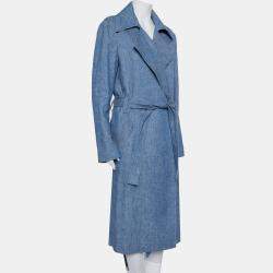 MSGM Blue Denim Tailored Belted Coat M