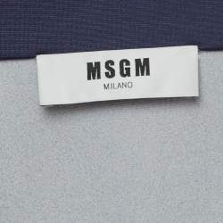 MSGM Navy Blue/Red Jersey Ruffle Detail Bomber Jacket M