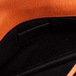 MSGM Bright Orange Textured Leather Chain Shoulder Bag