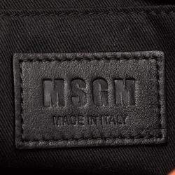 MSGM Bright Orange Textured Leather Chain Shoulder Bag