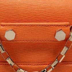 MSGM Bright Orange Textured Leather Chain Shoulder Bag