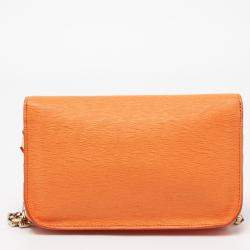 MSGM Bright Orange Textured Leather Chain Shoulder Bag