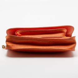 MSGM Bright Orange Textured Leather Chain Shoulder Bag