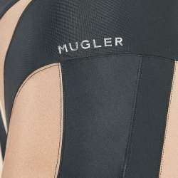 Mugler Tan/Black Paneled Jersey Spiral Leggings M