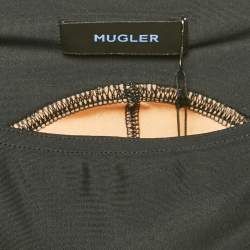 Mugler Tan/Black Paneled Jersey Spiral Leggings M