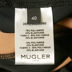 Mugler Tan/Black Paneled Jersey Spiral Leggings M