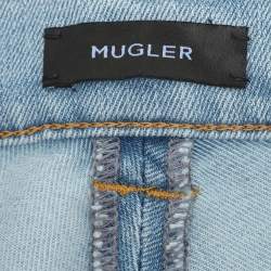 Pre Owned MUGLER Blue Denim Panelled Skinny Jeans M