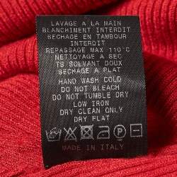 MUGLER Red Rib Knit Stud Detail Bodycon Dress M